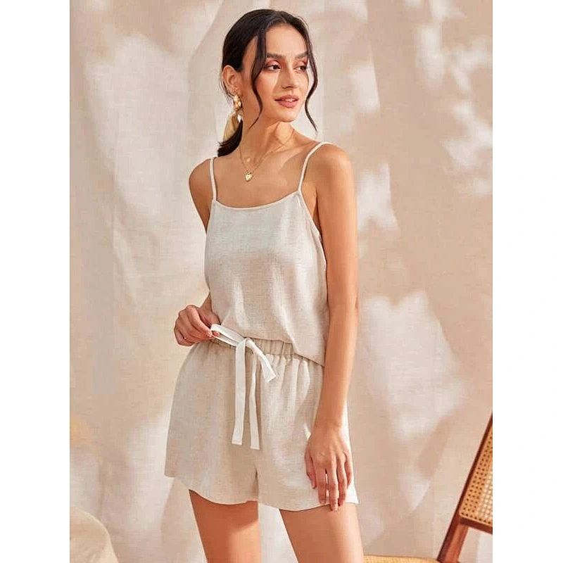 Plaid Button Through Linen Pyjamas Linen Set Womens Linen Pajamas