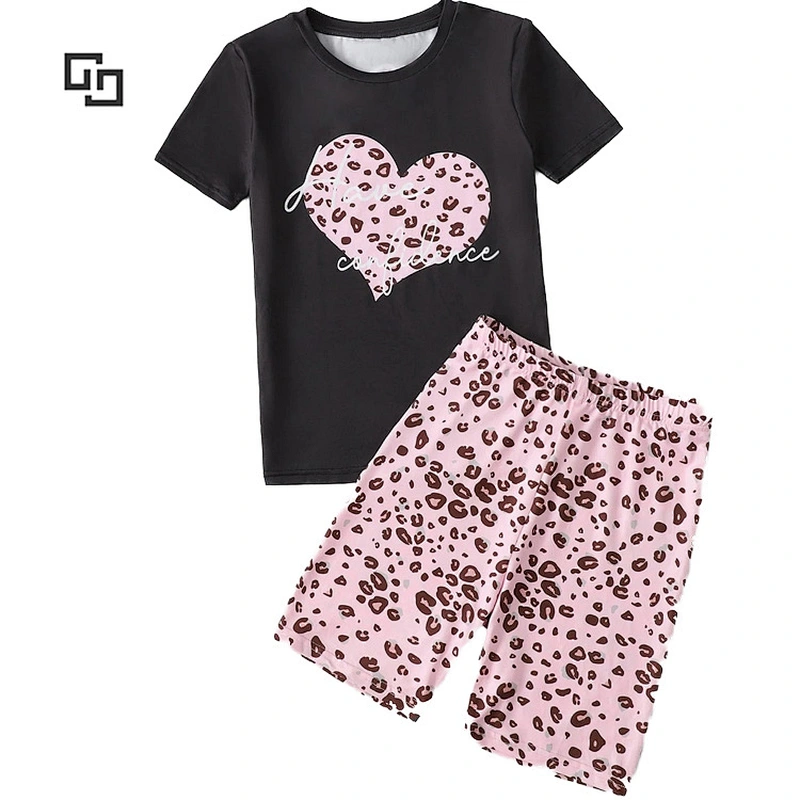 Toddler Girl Pajama Leopard & Slogan Pajamas for Girl Children Graphic Kids Girls Pajamas