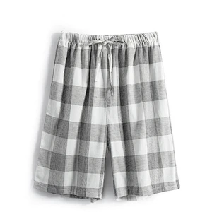 New Arrival Men's Plaid Sleep Bottoms Shorts Pijamas Summer Cotton Lounge Pants Men Pajama Pants