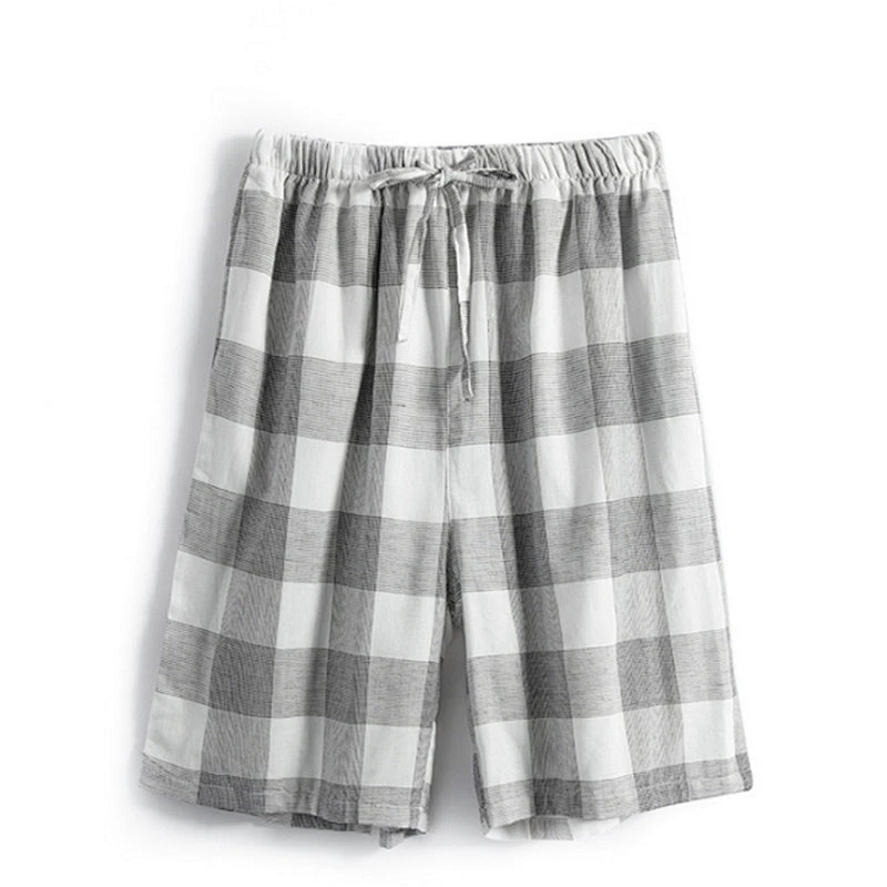 New Arrival Men's Plaid Sleep Bottoms Shorts Pijamas Summer Cotton Lounge Pants Men Pajama Pants