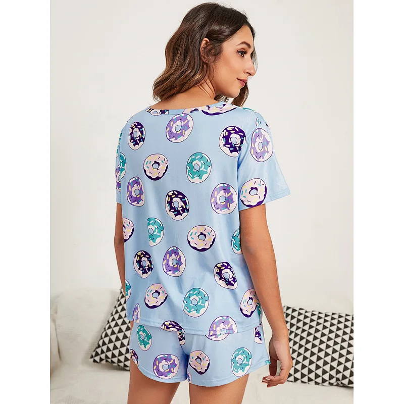 2022 New Short Bamboo Pyjamas Cozy Sleepwear Adult Summer Cartoon Cotton Pajamas For Women
