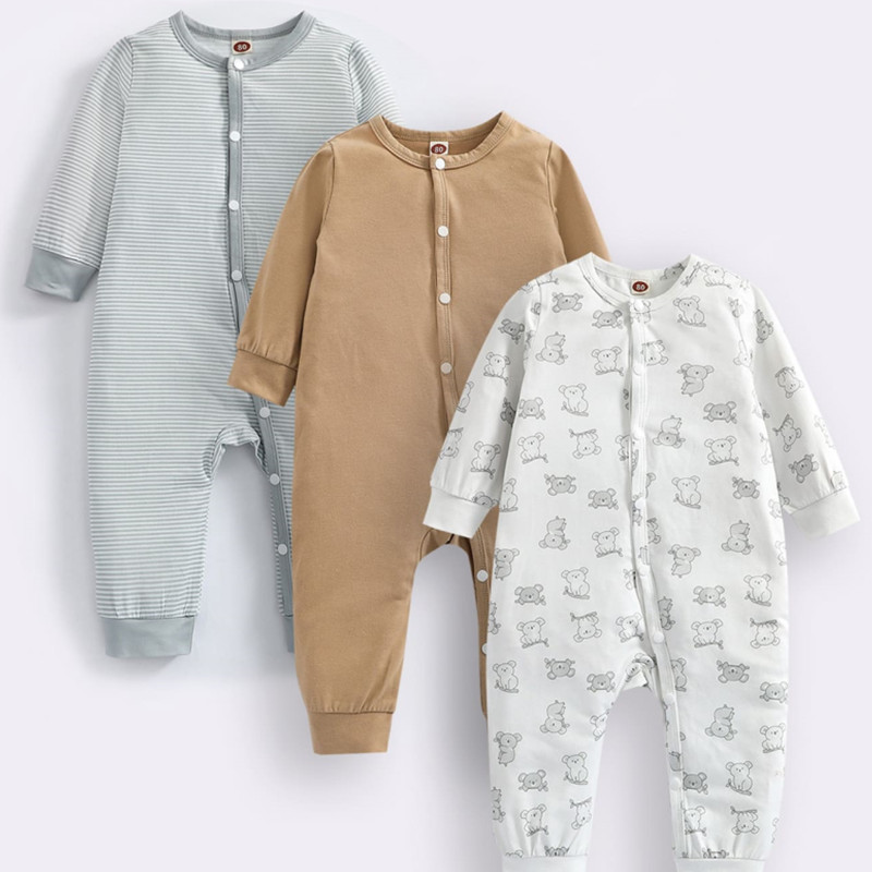 Wholesale Baby Onesie Button Baby Boy Jumpsuits Knit Pajama Blank Cotton 100% Baby Rompers