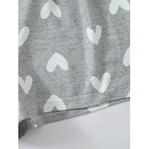 Little Kid and Toddler Girls Sleepwear Heart Print Top & Shorts PJ Set Children Pajamas