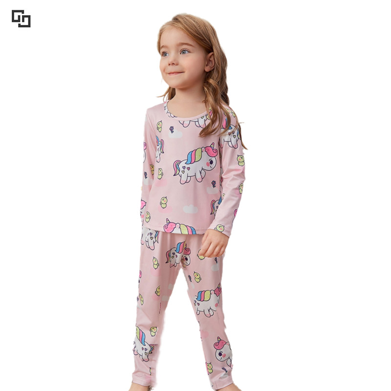 Children Loungewear Cozy Cute Cartoon Custom Print Pijama Cotton 100% Pyjama Designer Pajama Set For Kids Girls