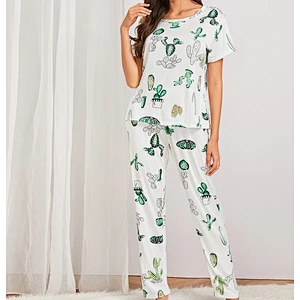 Cotton Sleepwear Pajama for Women Breathable Short Sleeve Pajama Cotton Print Pajamas for Women Cotton