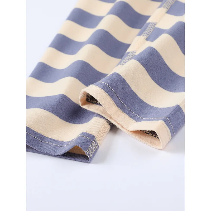 Cozy Knit Jersey Boys Sleepwear Striped Print Top & Pants PJ Set Cotton Kids Pajamas