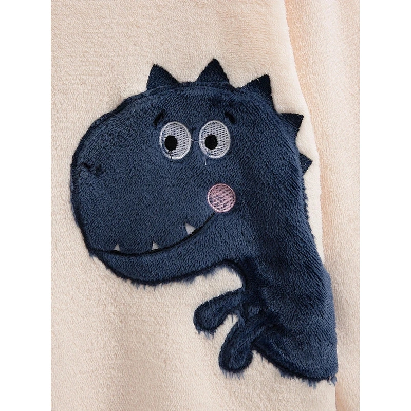 Wholesale Designer Boys Flannel Dinosaur Patched PJ Pajamas Set for Kids
