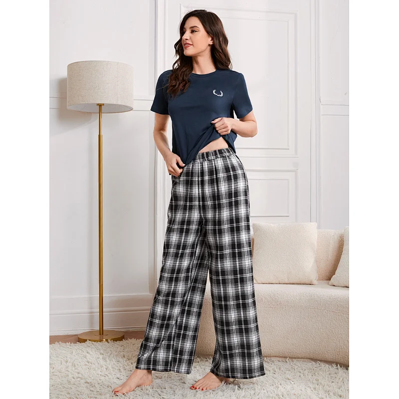 OEM ODM Popular Wholesale Ladi Sleepwear Homewear Pajamas Custom Design Cotton Loungewear Pijama Set