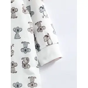 Cute Baby Clothes Set 100% Cotton Koala Print Zip Up Jumpsuit Unisex Baby Romper