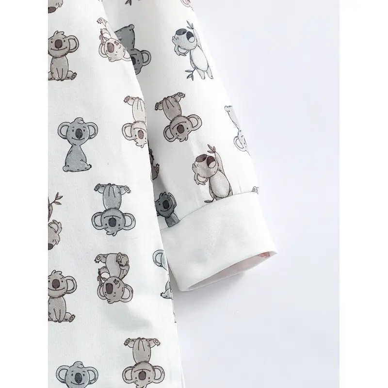 Cute Baby Clothes Set 100% Cotton Koala Print Zip Up Jumpsuit Unisex Baby Romper