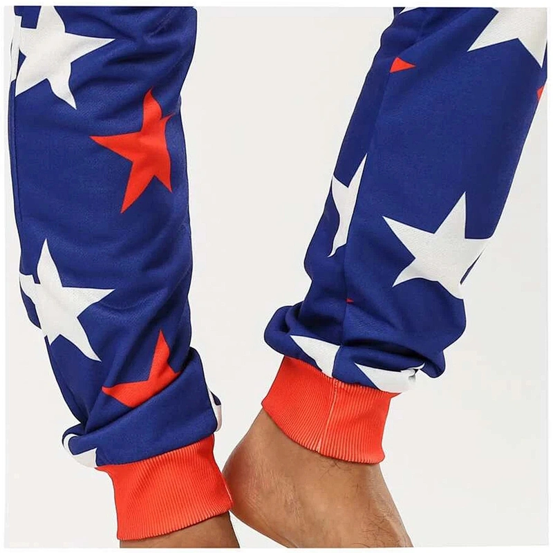 2022 Autumn Winter Men Star Print Drawstring Hooded Pajama Jumpsuit for Adult Men Onesie