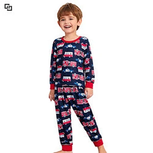 2022 Cartoon Cotton Children Boy Printed Custom Pjs Custom Pajama OEM ODM Cozy Kids Pyjama Sets
