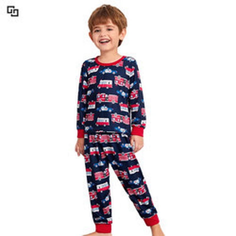 2022 Cartoon Cotton Children Boy Printed Custom Pjs Custom Pajama OEM ODM Cozy Kids Pyjama Sets