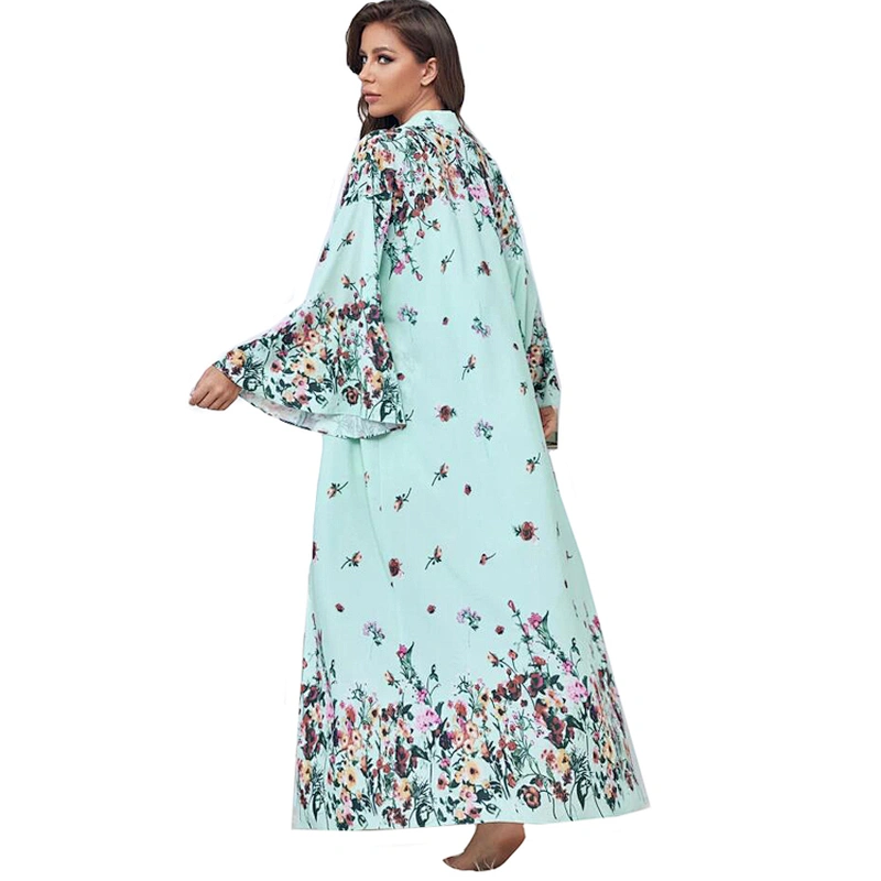 Floral Custom Ankle Length Silk Women Kimono Robe Long Thin Positioning Print Light Weight Lounge Robes for Women