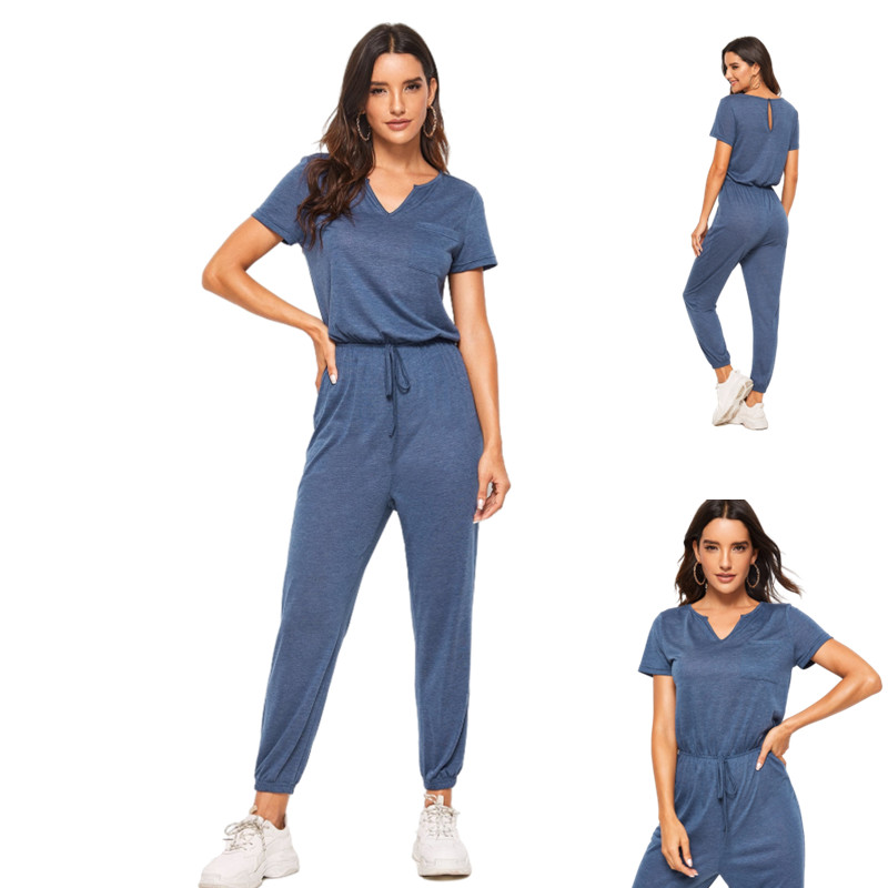 Cotton Jumpsuit Loungewear Pajama Girl Waist Solid Pyjama Custom Designer Women Romper Cotton Adult Onesie