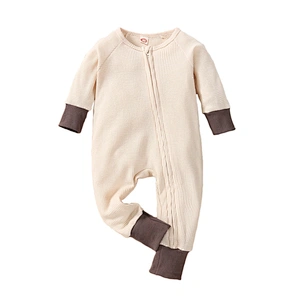 Baby Unisex Newborn Jumpsuit OEM ODM Colorblock Waffle Knit Baby Clothes Romper