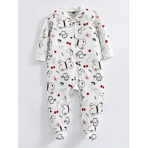 New Born Baby Girl Footie Zipper Striped Knit Jumpsuits Sleepwear Winter Baby Onesie Rompers