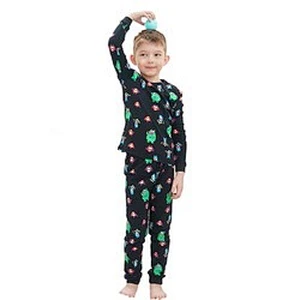 Cute 2 Piece Boy Sleepwear Cartoon Graphic Tee & Pants PJ Set 100% Cotton Kids Pajama