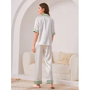 Luxury Women Sleepwear Floral Pyjama Ladies Nihgtwear Clothing Women Satin Silk Pajama Set