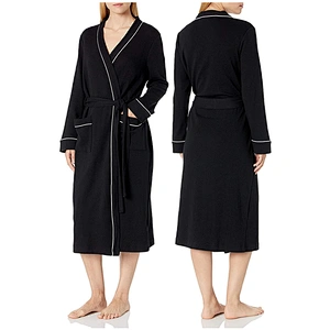 Women's Lightweight Soft Kimono Bath Robe Cotton Calf-Length Waffle Robe