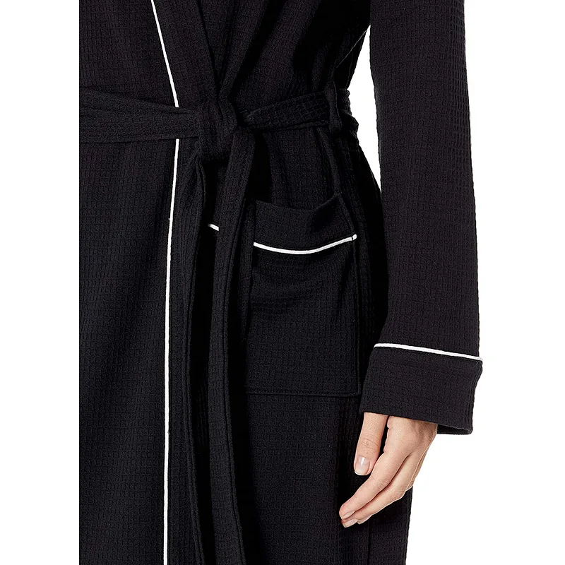 Women's Lightweight Soft Kimono Bath Robe Cotton Calf-Length Waffle Robe