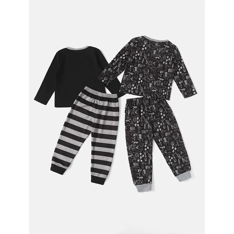 Toddler Boys Sleepwear Long Sleeve Cartoon Children PJS OEM Kids Pajama Set