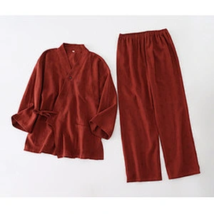 Belt Cozy 2 Pieces Breathable Solid Pajamas Woven Summer Short Cotton Pyjama Linen Women Lounge Wear
