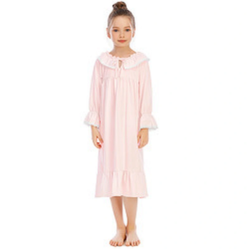 Toddler Girl Lace Sleep Wear Dress Pyjamas Children Clothing Sleepwear Custom Cotton Kids Pajama Dress