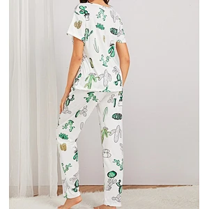Cotton Sleepwear Pajama for Women Breathable Short Sleeve Pajama Cotton Print Pajamas for Women Cotton