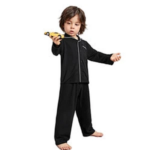 Solid Piping Winter Long Pjs Custom Printed Kids Pyjamas Custom Bamboo Clothes Pajamas Cotton For Kids