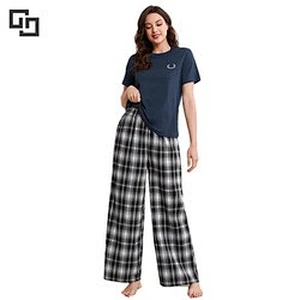 OEM ODM Popular Wholesale Ladi Sleepwear Homewear Pajamas Custom Design Cotton Loungewear Pijama Set