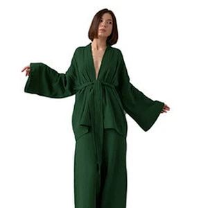 Kimono Cozy Woven Lounge Pants Robe Sets Solid Custom Winter Bath Dame Designer Cotton  Women Linen Robes