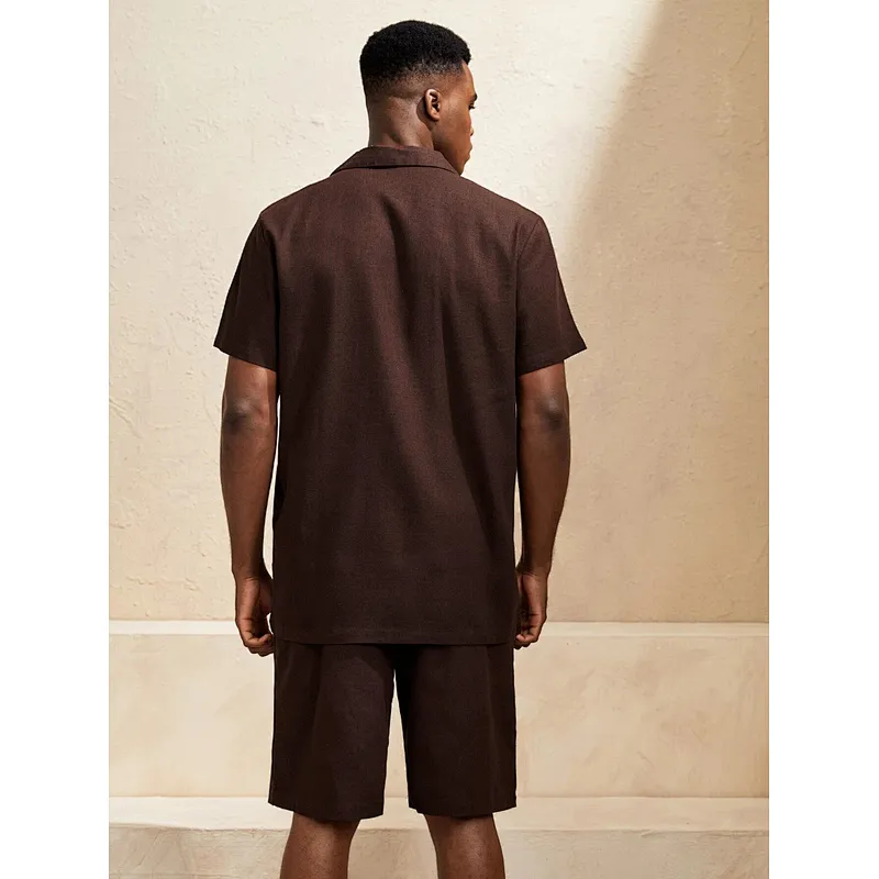 UNISEX Short Sleeve Loungewear Cotton Couple Pyjamas Lapel Collar Shirt With Shorts Linen Pajamas