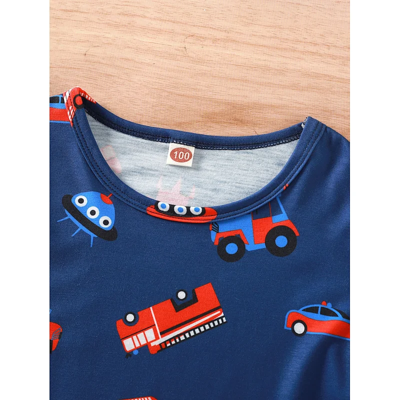Wholesale Cartoon Long Sleeve Lounge Wear 100% Cotton Pyjamas Custom OEM Kids Boy Bamboo Pajama Sets