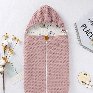 Infant Baby Girls Zip Sleeping Bag New Born Baby 100% Acrylic Letter Patched Zip Up Sleep Bag for Kids