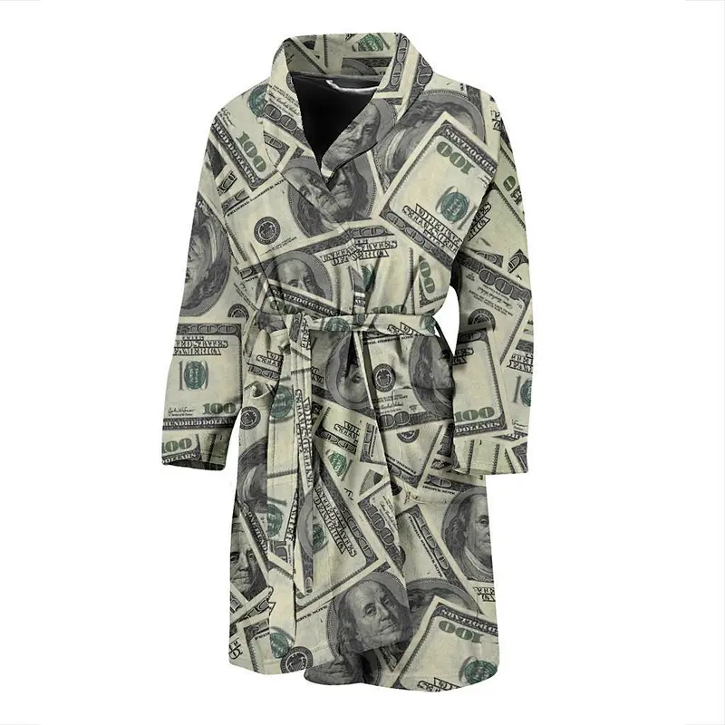 Girl Printed Knee Length Belted Sleepwear Custom OEM Femme Bath Robes Summer Chemise Cotton Women Money Robe
