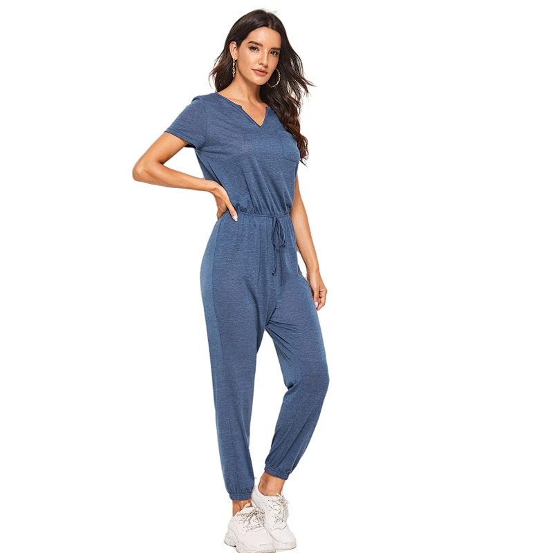 Cotton Jumpsuit Loungewear Pajama Girl Waist Solid Pyjama Custom Designer Women Romper Cotton Adult Onesie