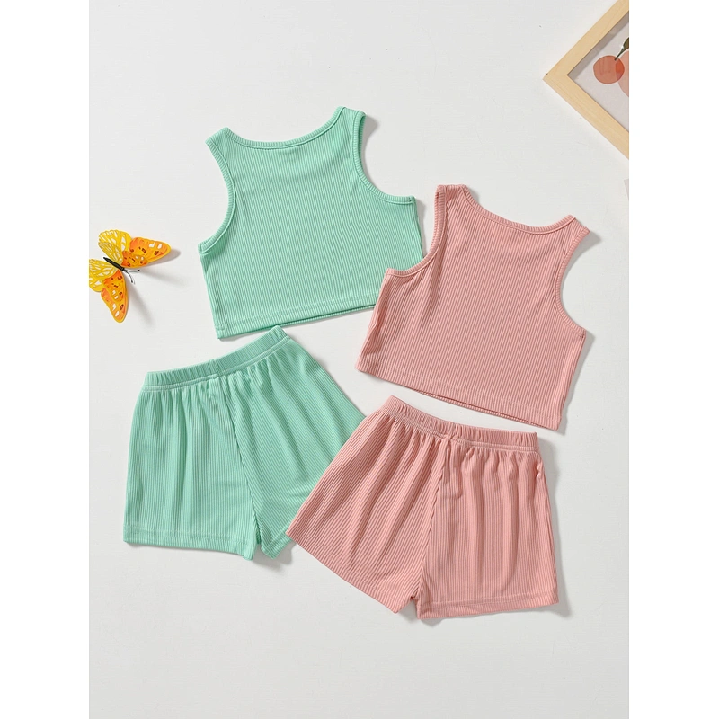 Cami Shirt With Shorts Children Sleepwear Pijama Girl Cotton Kids Girl Pajama Set