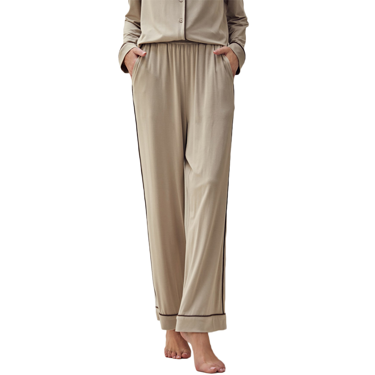 Premium Viscose Pajama Pants Super Soft Modal Sleep Bottoms Solid Contrast Binding Lounge Pants