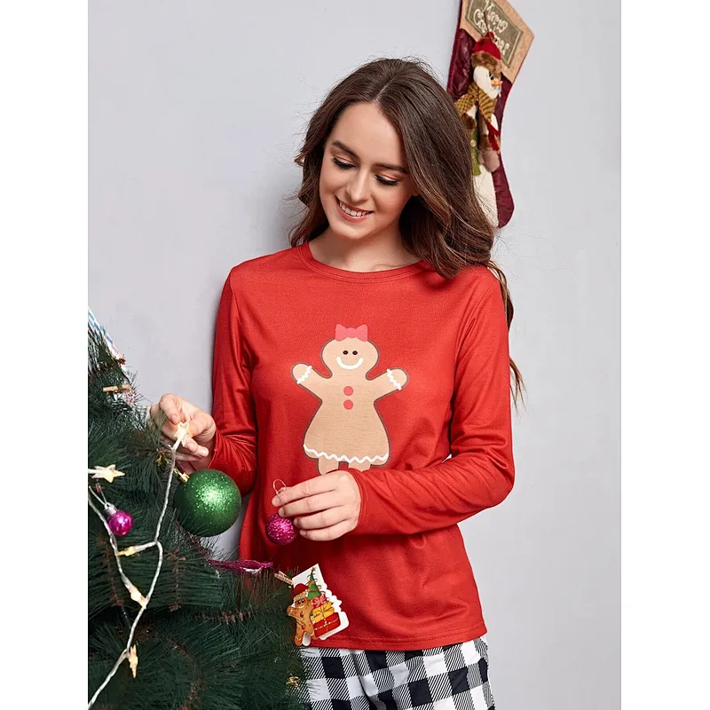 Buffalo Plaid Family Christmas Pajamas Custom Print Top & Pants Matching Christmas Pyjamas