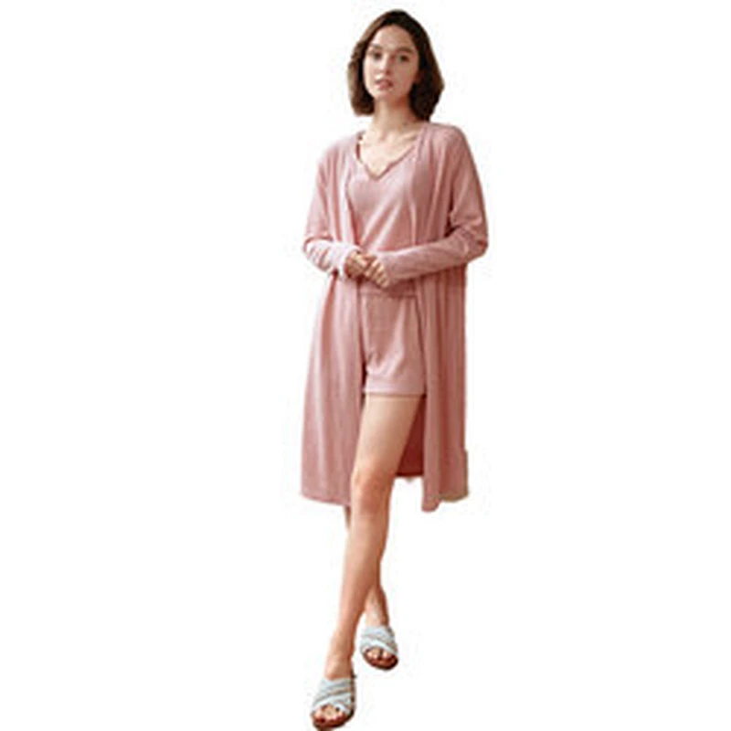 Wholesale Tank Top Shorts  Lounge Robe Sets Knit Designer Long Custom Women Robes