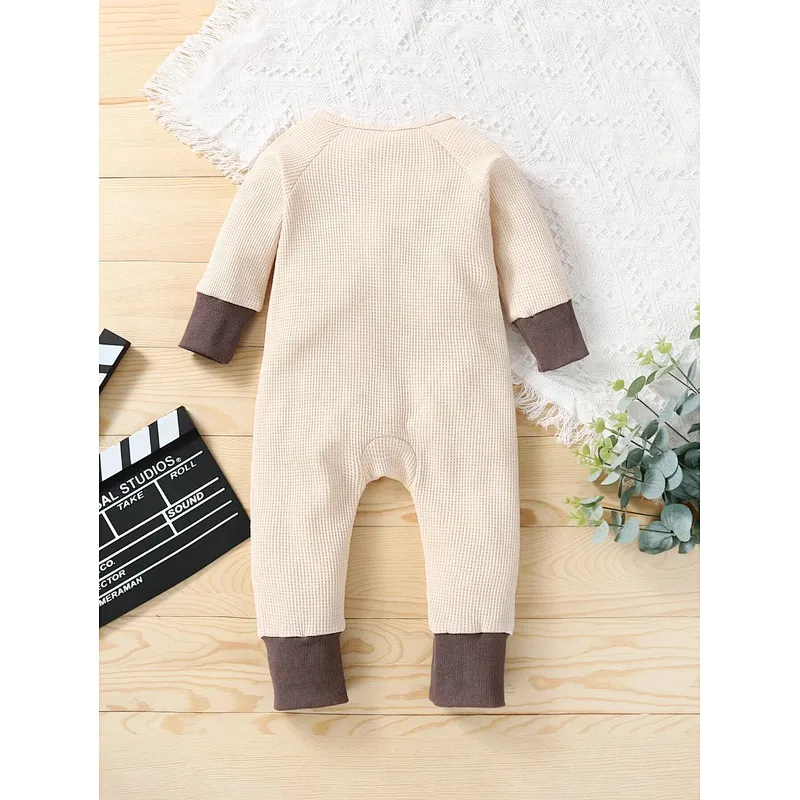 Baby Unisex Newborn Jumpsuit OEM ODM Colorblock Waffle Knit Baby Clothes Romper