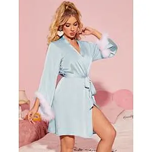 Wholesale Silk Bridal Girl Designer Femme Robe Pour Femme Custom Bath Robes  Satin Fur Women Robes