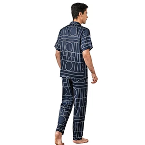 Men Print Button Front Custom Two Pieces Pajama Sets Plaid Cotton Bamboo Lounge wear Men Pyjama