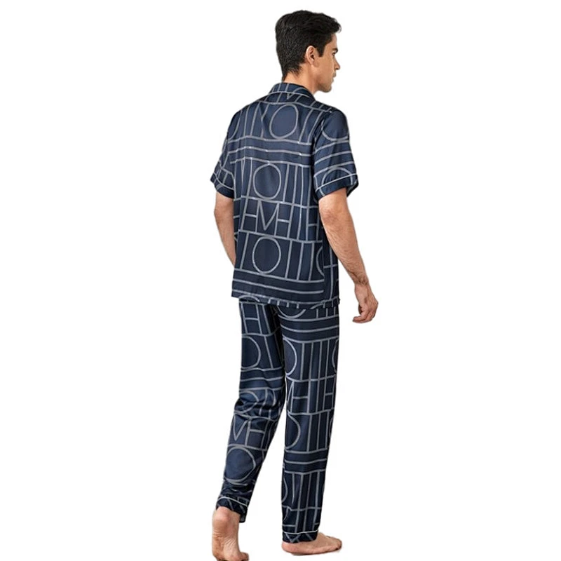 Men Print Button Front Custom Two Pieces Pajama Sets Plaid Cotton Bamboo Lounge wear Men Pyjama