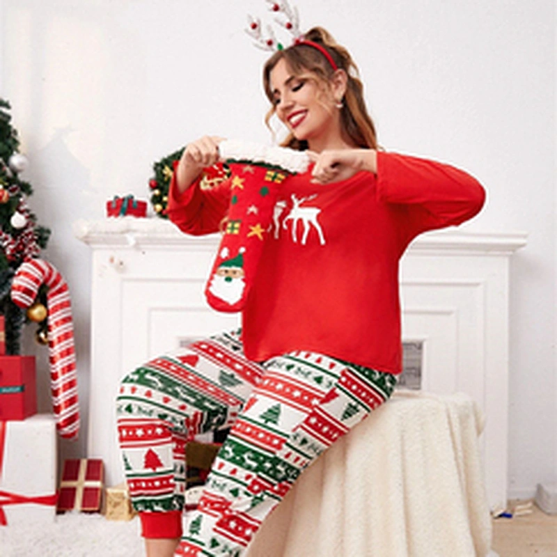 Custom Print XMAS Pyjamas for Women Long Sleeve High Stretch Plus Size Christmas Pajamas