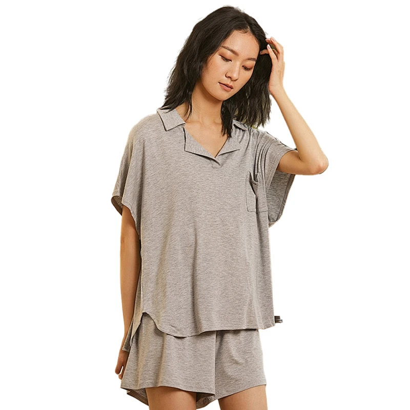 Wholesale Ladies Short Summer Solid Pijamas Knitted Kurta Pajama Bamboo Designer Pyjamas Women