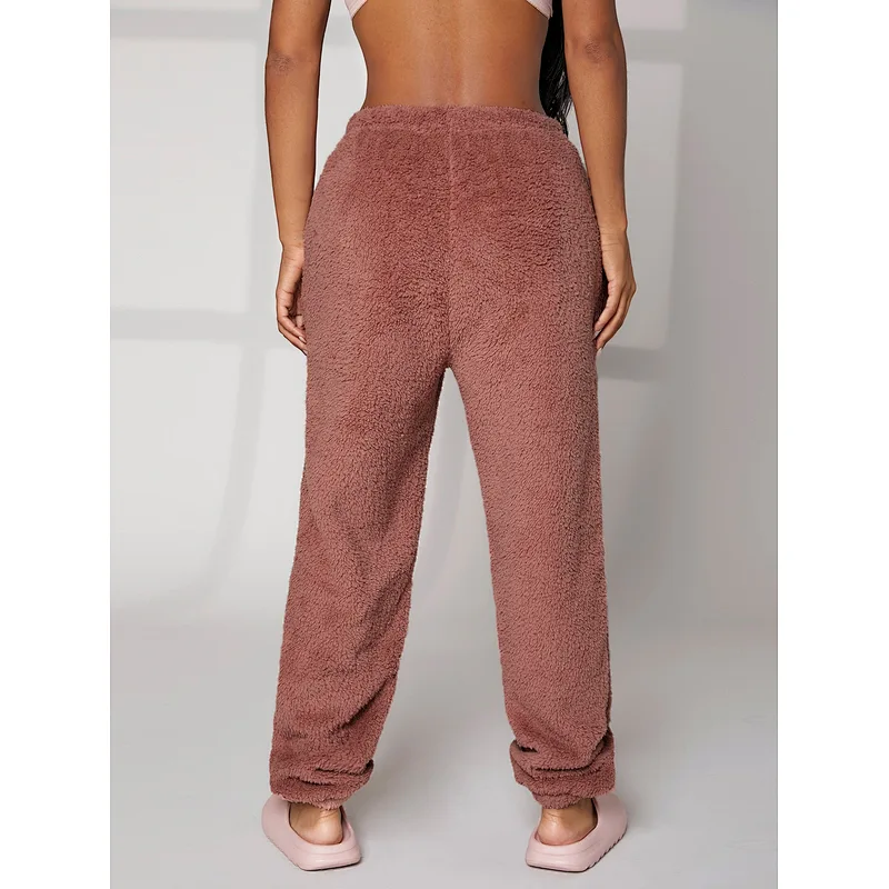 Wholesale Winter Thermal Lounge Pants Women Solid Flannel Pajama Pants