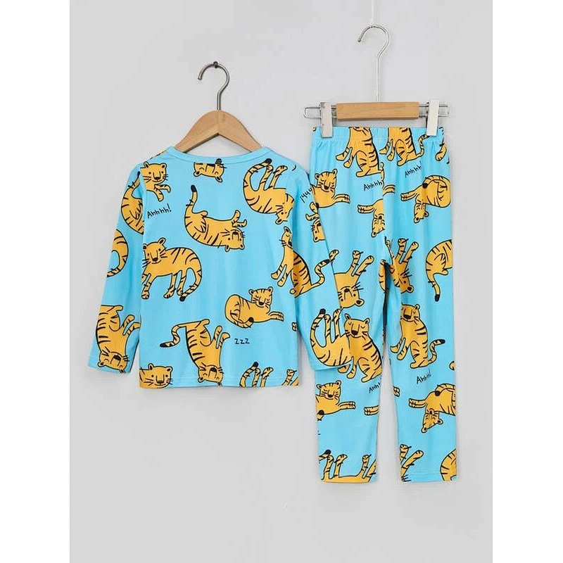 Long Sleeve Top and Pants Toddler Boys Sleepwear Letter & Cartoon Graphic Kids Pajamas