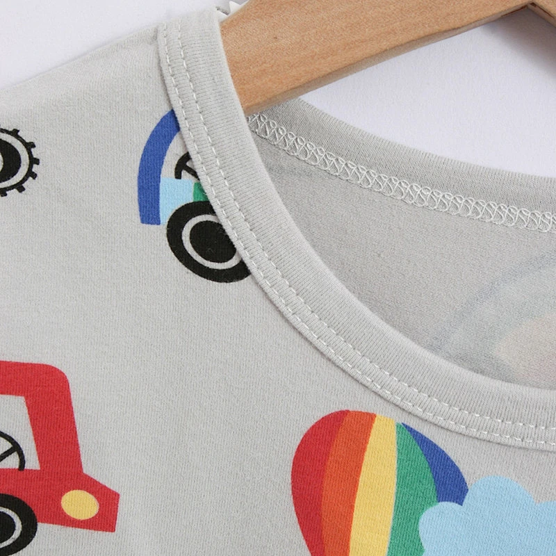 Cartoon Car Print Custom Children Pajama Sets Toddler Boys Pjs Organic Cotton Kids Pyjamas